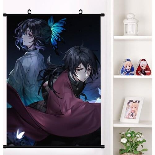 Anime Demon Slayer: Kimetsu no Yaiba Kamado Tanjirou Kochou Shinobu Character Wall Scroll Poster Wall Hanging Poster Home Decor