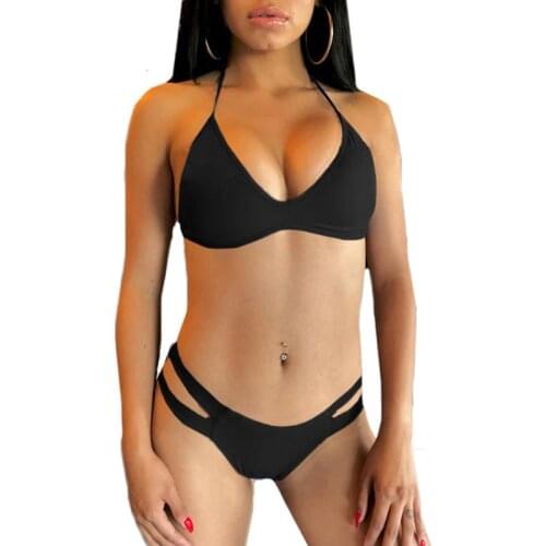 Bikini Beachwear Solid Bikini Set Low Waist Swimwear Summer Women Brazilian Bathing Suit Sexy Swimsuit Female Biquini 2021 New