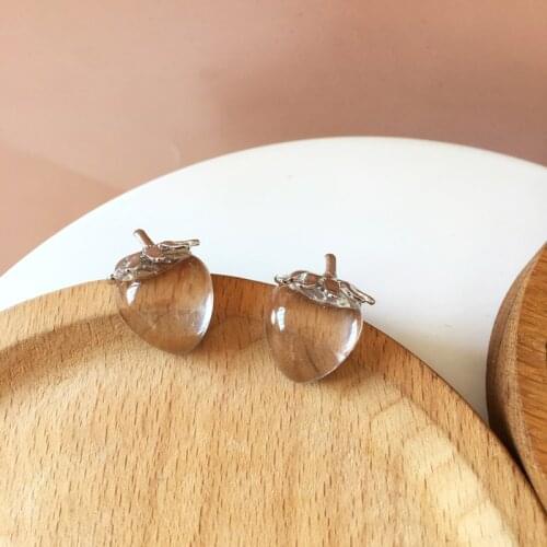 Bilandi S925 needle Cute Fruit Earrings Pretty Design Popular Sweet Resin Stud Earrings For Girl Fine Accessories Jewelry Gifts