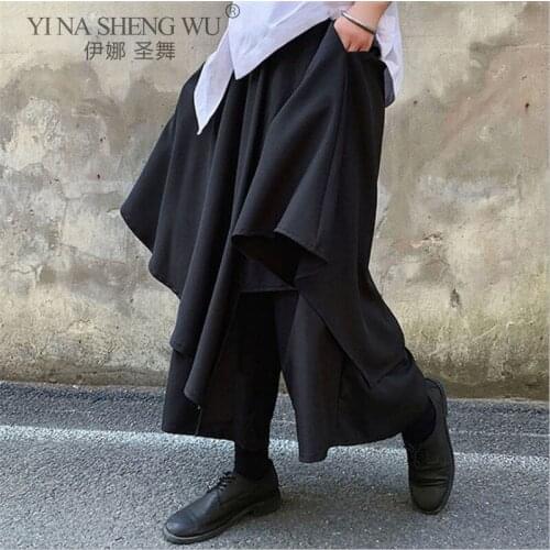 Men Japanese Harem Pants Vintage Loose Joggers Trousers Straight-leg Pants Cross-pants Crotch Pants Wide Pants Samurai Costumes