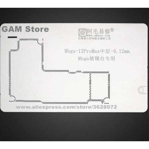 For iPhone 12Promax Middle Layer Board MBGA BGA Stencil Reball Solder Tin Plant Net Steel Mesh Heat Template Amaoe Square Hole
