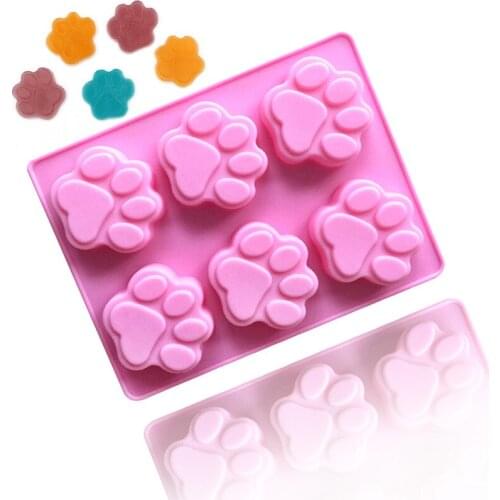 Puppy Footprint Cake Mold 6-hole Cat Claw Handmade Soap Mold High Temperature Resistance Ice Cube Chocolate Mold