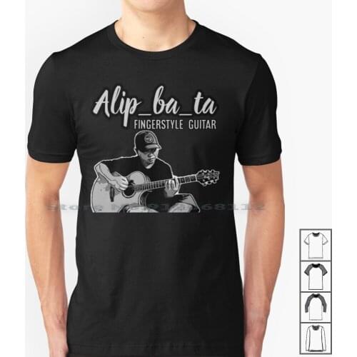 Alip Ba Ta Fingerstyle Guitar B / W Series T Shirt 100% Cotton Alip Ba Ta Fingerstyle Guitar Guitar Cover Musician Indonesian