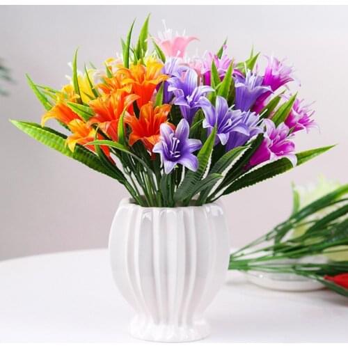 Artificial Flowers Potted Plant Artificial Plastic Lily Simulation Flowers Photo Props Home Decor wedding decoration home decor