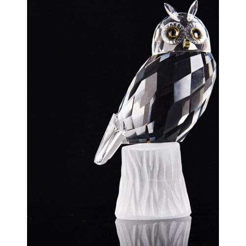 K9 Crystal Glass Owl Family Figurines Miniatures Lovely Ornament Home Decor Creative Animal Crafts Home Decor Accessories Gift