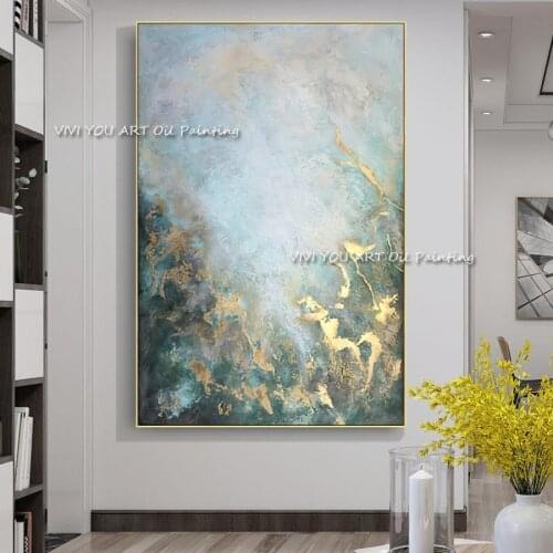 Pure Hand painted Textured Abstract Oil Painting Pop Art Abstract Gold Oil Painting on Canvas for living room decoration gift