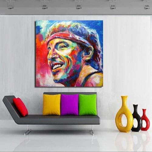 JQHYART Bruce Springsteen Paintings On Canvas Modern Wall Pictures For Living Room Home Decor No Frame Oil Painting