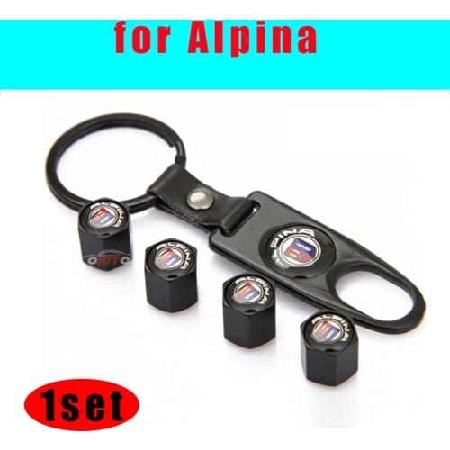 1set Black Leather Car Tire Valve Cap Tire Air Stems Caps for Alpina Auto Dust-proof Cover for bmw E60 E90 F10 F30 F15 x3 x4 x5