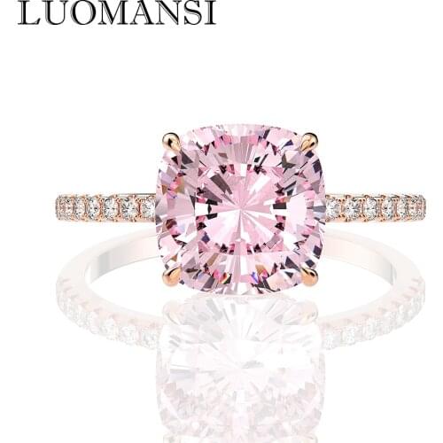 Luomansi Create Moissanite Topaz Sapphire Diamond Ring 100% 925 Sterling Silver Engagement Wedding Ring High Female Jewelry