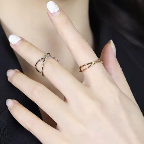 Fashion Simple Ring Female X-shaped Cross Three-dimensional Hollow Surround with Joint Index Finger Tail Ring Jewelry Wholesale