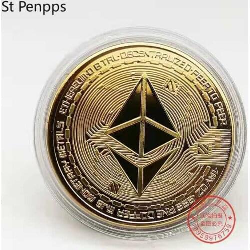 10 PCS Gold/Silver-plated coins Decoration Creative Ethereum Coin Ethereum Art Collection Physical Gift Metal Commemorative Coin