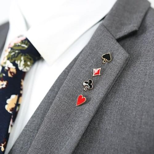 Set of 4pcs Novelty Poker Themed Lapel Pin for Women Men Suit Dress Decoration Brooch Badge Collar Pins
