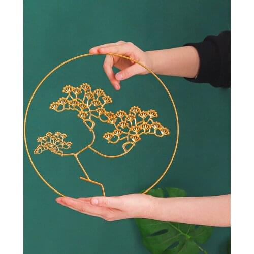 Nordic Wall Hanging Decoration Round Shape Guest-Greeting Pine Iron Art Retro Wall Shelf Decorative For Bedroom Living Room