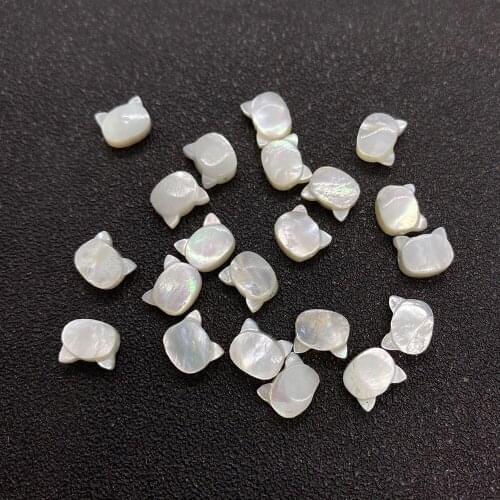 Natural Sea Shell Mother-of-pearl Beads Handmade Fashion Necklace Earrings DIY Charm Jewelry Making Beads White Cat Shape