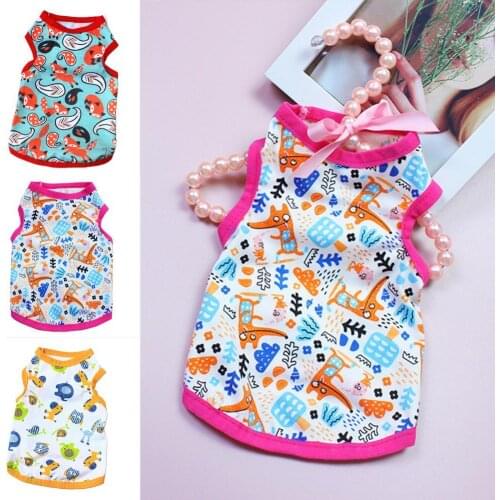 Breathable Pet T-Shirt Round Neck Two-legged Cotton Cartoon Printing Dog Costume Vest for Puppy Cats Kitten Clothes Supplies