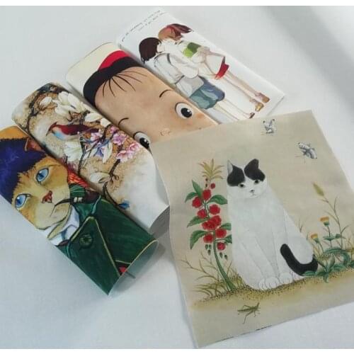 2019 New 28*28cm 5pcs Mixed Bird comic cat printing patchwork hand cloth cotton DIY craft material fabric for making dolls SL157