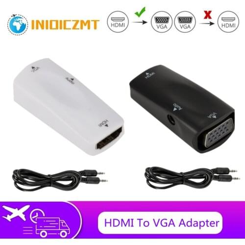 HDMI female to VGA female adapter 1080P FHD video and audio HD2VGA converter, suitable for PC notebook HD TV computer projector