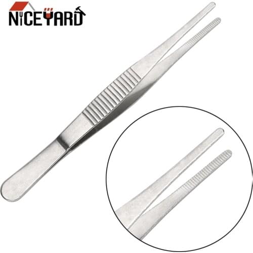 NICEYARD Stainless Steel Long Barbecue Food Tong Straight Tweezer Toothed Tweezer DIY Home Medical Kitchen Garden BBQ Tool
