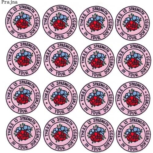 Prajna 10PCS Flower Rose Patches Iron On Patches Stripes Embroidery Patches For Clothing Applique DIY Iron On Patches For Cloth