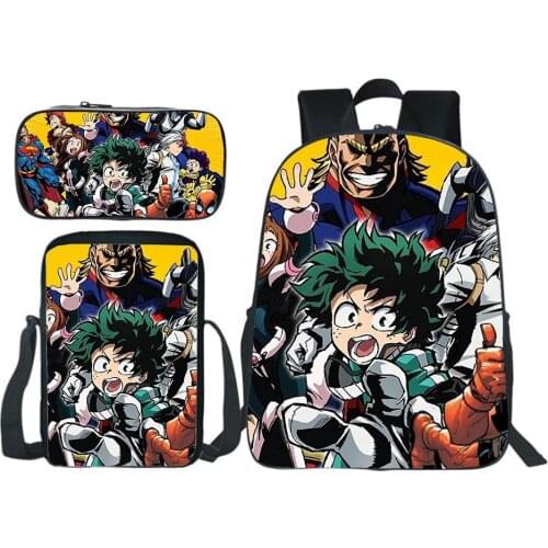 My Hero Academia Backpacks Anime Bookbag Pencil Case Shoulder Bag Teen School Bags Boy Girl Knapsack Students Cartoon Mochila