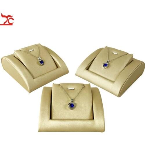 Removable Pendant Jewelry Organizer Holder Seat Gold Leather Necklace Jewelry Display Counter Display Rack 3pcs/lot