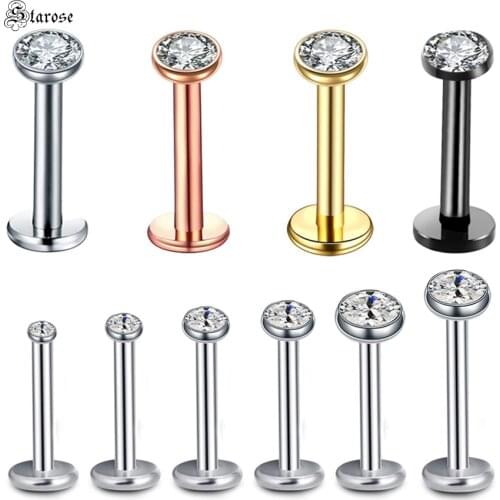 Starose 2pcs 1.2x6/8mm 1.5~4mm Top Gem Nose Piercing Stud Ear Piercing Conch Labret Lip Nose Ring Tragus Piercing Helix Earrings