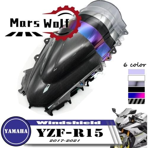 Motorcycle Double Bubble Sport Windshield WindScreen Deflector Visor Viser For YAMAHA YZF R15 V3.0 2017-2021 YZF-R15 V3