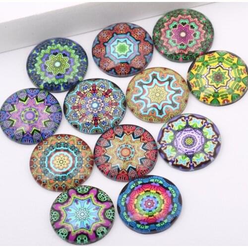 Onwear mix mandala photo glass cabochon 25mm 20mm 18mm 14mm 12mm 10mm diy handmade flatback jewelry findings