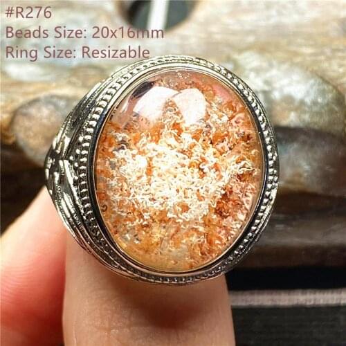 Top Natural Phantom Quartz Crystal Ring Jewelry For Man Oval Love Luck Gift 20x16mm Beads Stone Gemstone Adjustable Ring AAAAA