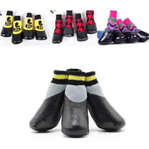 4pcs/set Outdoor Waterproof Nonslip Anti-stain Dog Cat Socks Booties Shoes Wth Rubber Sole Pet Paw Protector For Small Large Dog