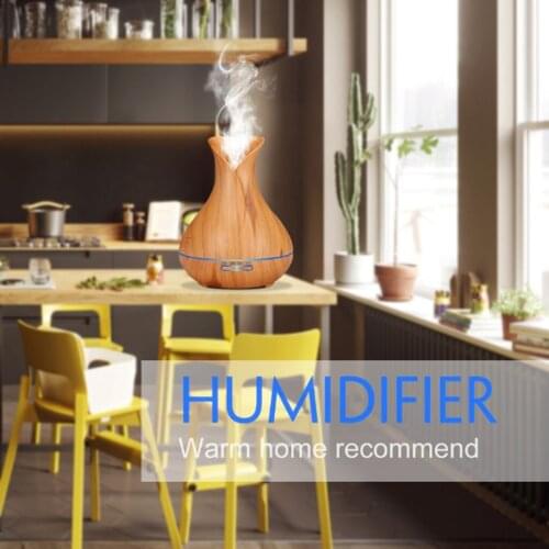 Wood Grain Air Humidifier Aroma Essential Oil Diffuser Office Home Decor