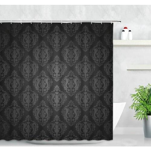 Black Abstract Damask Baroque Shower Curtains Bathroom Vintage Art Flower Waterproof Polyester Fabric For Bathtub Decor Curtain
