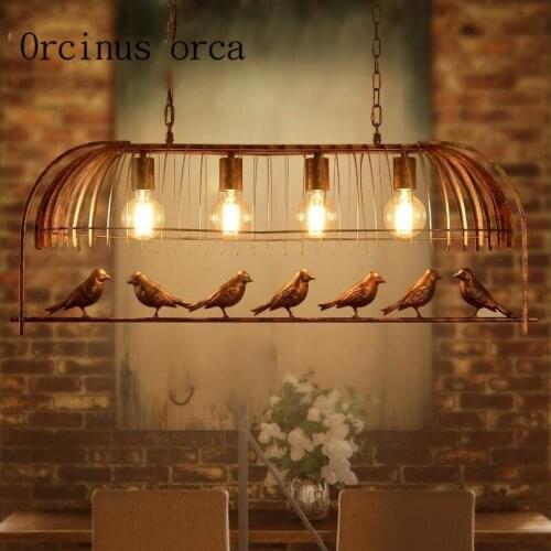 Iron individuality originality cage lamp coffee bar restaurant study American style retro simple bird Chandelier Postage free