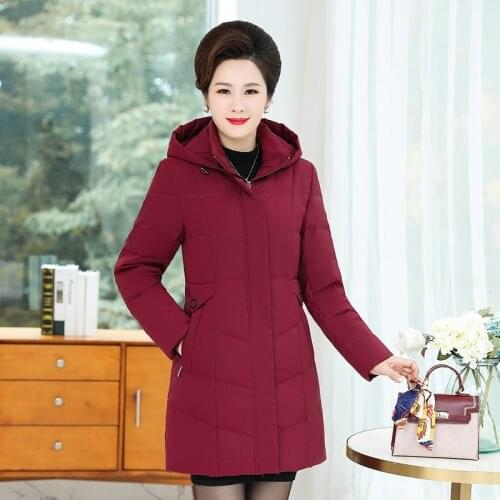 2021 Winter Hooded Thick Cotton Padded Jacket for Women Solid Down Cotton Parkas Female Warm Casual Zipper Long Coat Outwear