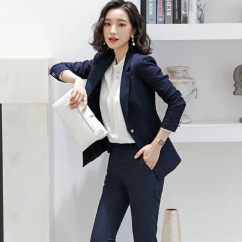 Ladies suits autumn and winter high-end new slim waist professional wear fashion temperament trousers womens two-piece suit