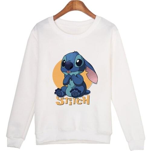 New Diseny Women Sweateshirt Autumn And Spring Female Tops Loose Cartoon Stitch Print Bottoming Shirt Dropship Long Shirts