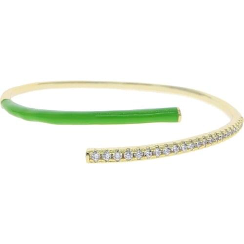 Winter hot fashion jewelry open adjusted geometric Neon enamel women blue green black bangle bracelet