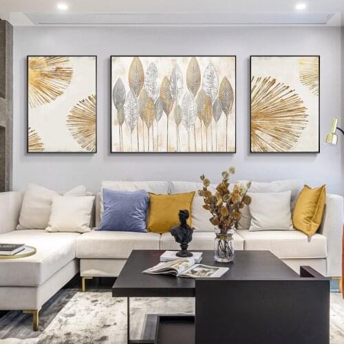 Golden Line Trees Flower Pictures Abstract Modern Canvas Paintings Posters And Prints Wall Art For Living Room Home Decoration