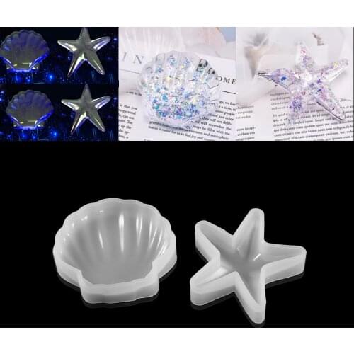 1Pcs Sea Shell Sahpe Plate Tray Coaster Silicone Molds Starfish UV Epoxy Resin Molds DIY Soap Dish Casting Mould Making Tool