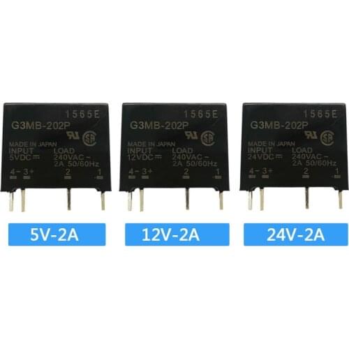 10pcs New original solid state relay G3MB-202P DC-AC PCB SSR In 5VDC 12VDC 24VDC, Out 240V AC 2A Solid State Relay Module