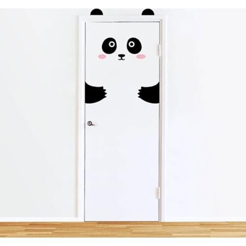 10 Kinds of Cartoon Cute Animal Panda Cat Door Sticker for Kids Room Decoration Wall Decals Home Decor Wall Sticker