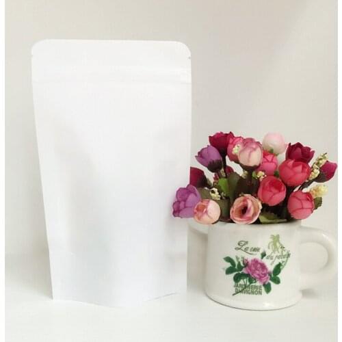20Pcs/Lot 8.7''x11.4'' (22x29cm) Stand Up White Kraft Paper Packaging Ziplock Bag for Food Coffee Tea Storage Doypack Pack Pouch