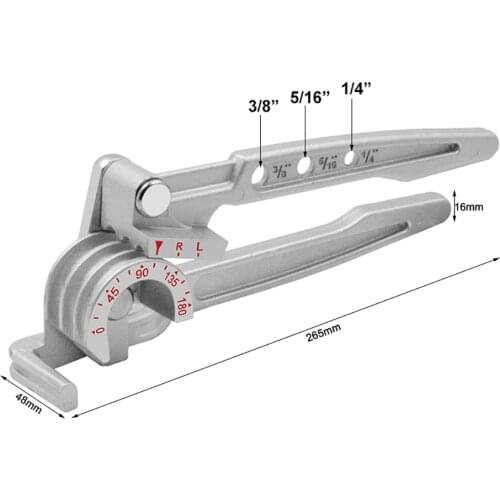 3 In 1 180 Degree Manual Tubing Bender 1/4" 5/16" 3/8" Pipe Tube Bender Water Gas Pipe Plumbing Bending Tool for Copper Brass