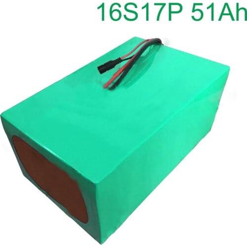 60V 51Ah 16S17P 18650 Li-ion Battery electric two Three wheeled motorcycle bicycle ebike 320*190*140mm