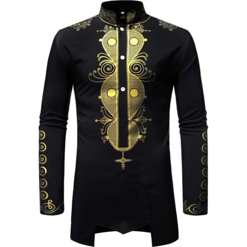 African Dashiki Bazin Shirt Men 2021 Brand Streetwear Casual African Clothes Slim Fit Long Sleeve Shirt Male Camisa Masculina