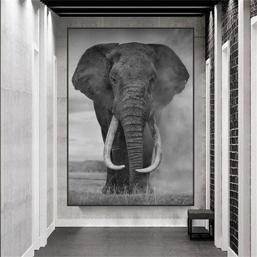 African Elephant Canvas Print Black And White Wild Animal Posters And Prints Nordic Wall Painting Pictures For Living Room Decor