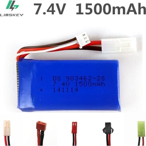 7.4V 1500mAh Lipo battery For FT009 RC Boat speedboat 12428 battery Lipo 2S 7.4 V 1500 mah 903462 2S JST SM KET T PLUG