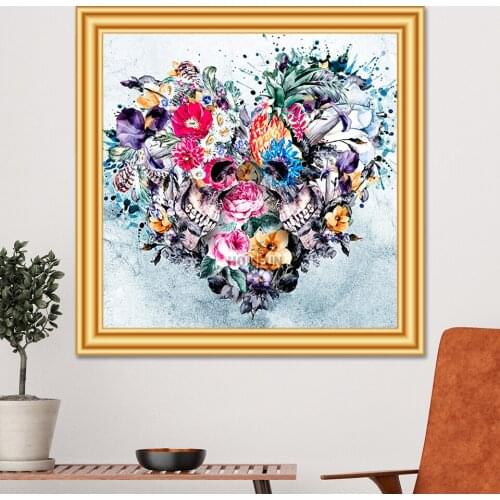 5D DIY Diamond Painting Skull Flowers Love Cross Stitch Kit Full Square Round Drill Embroidery Mosaic Art Picture Ctafts Decor