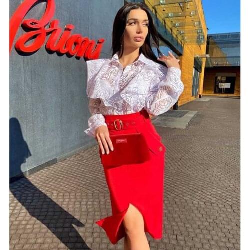 Free Shipping Wholesale New Pencil Skirt Multi-Color High Waist Split Fashion Match Belt Decoration Profession Bandage Skirt