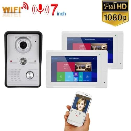 7 inch 2 Monitors Wireless WIFI Video Door Phone Doorbell Intercom Entry System with Wired HD 1080P Wired Camera Night Vision,S